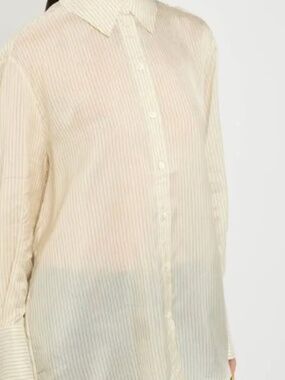 Anine Bing Pinstriped Satin Women Shirt - Cream
